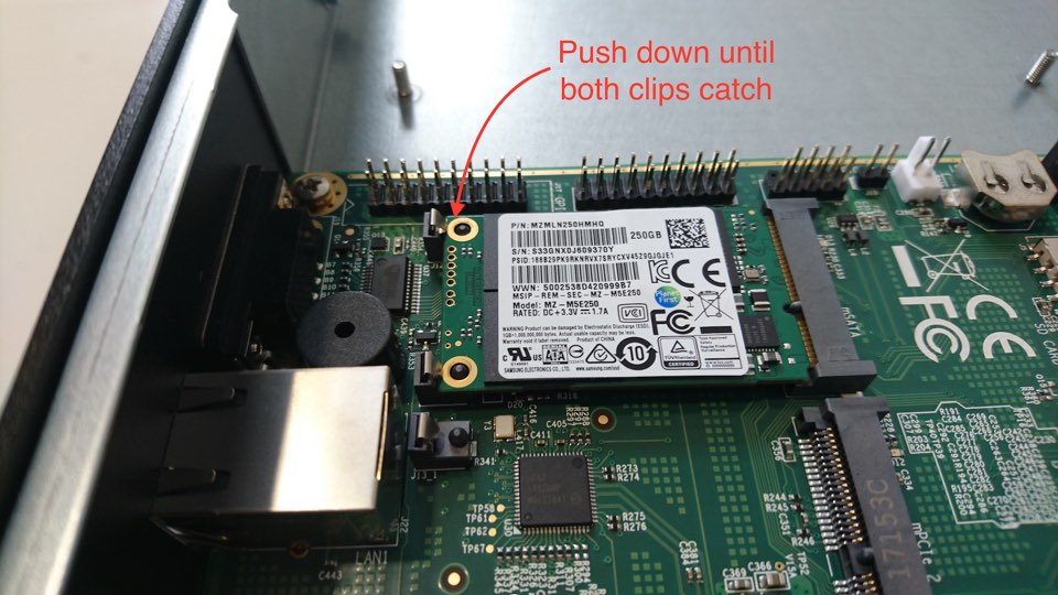 Internal, new SSD clipped into place